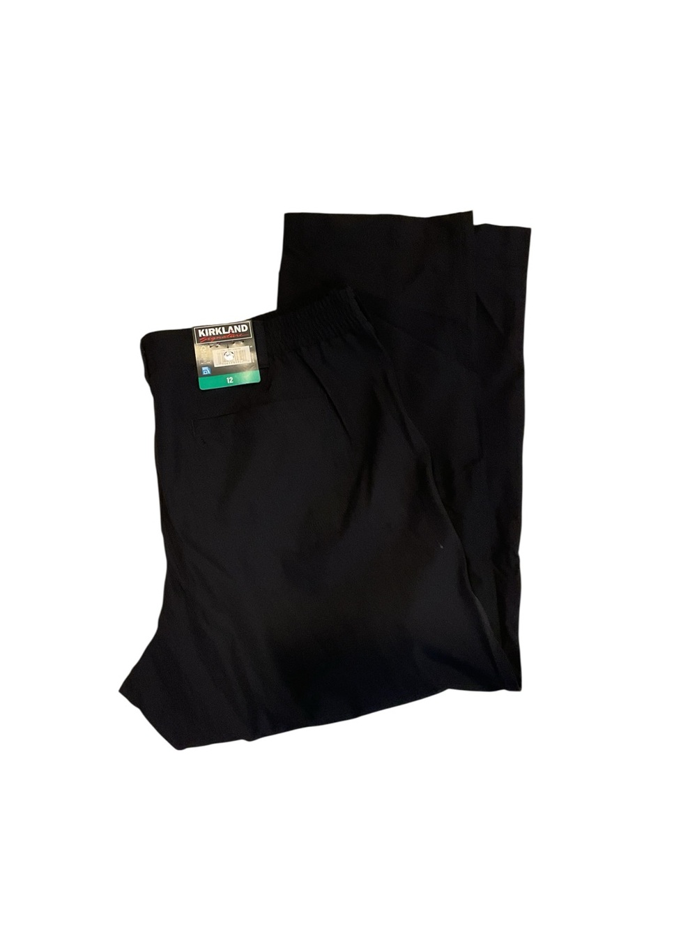 Kirkland Signature Womens Black Travel Pants Straight Leg Elastic Waist Size 12